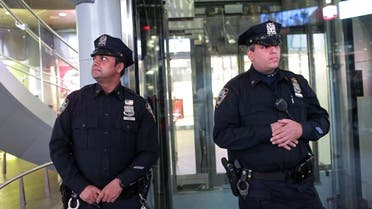 Police are seen near the Fulton Street Subway Station Iin New York. (AFP)