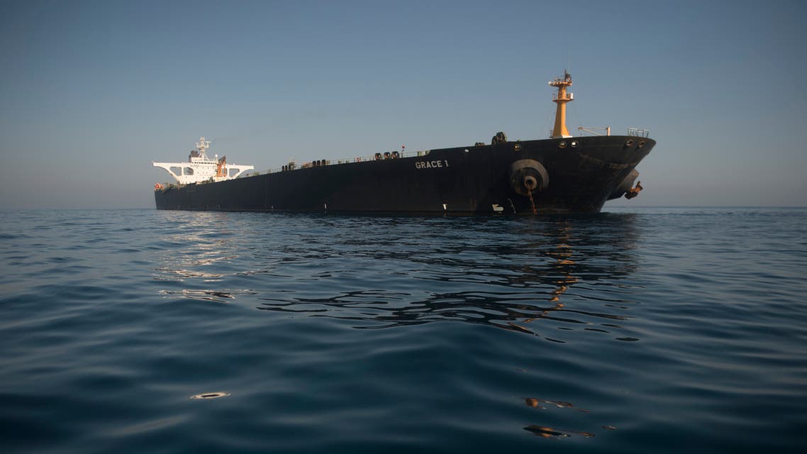 Picture shows Iranian supertanker Grace 1 off the coast of Gibraltar on August 15, 2019. Gibraltar's Supreme Court ruled today to release an Iranian supertanker seized last month on suspicion of shipping oil to Syria in breach of EU sanctions, despite a last-minute US request to detain the vessel.