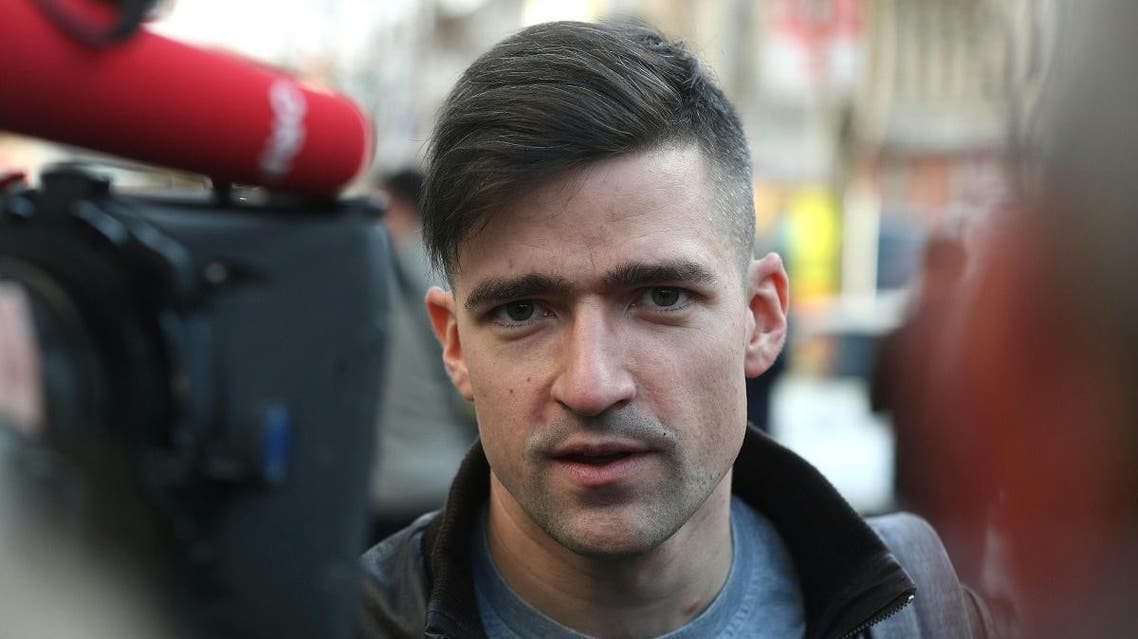Austrian local leader of the Identitarian Movement (IBOe) far right group, Martin Sellner talks to the press on March 29, 2019 in Vienna, Austria. (AFP)