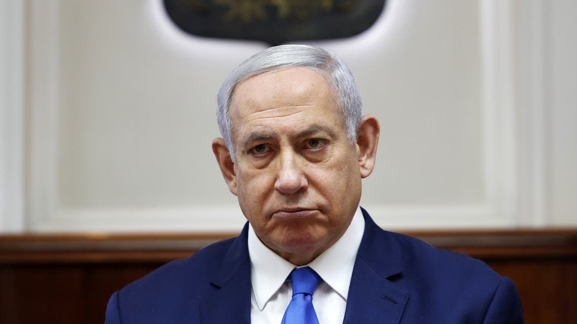 Israeli Prime Minister Benjamin Netanyahu attends the weekly cabinet meeting in Jerusalem on July 14, 2019.