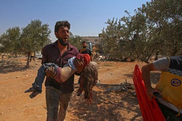 من ضحايا  قصف الأسد على إدلب
