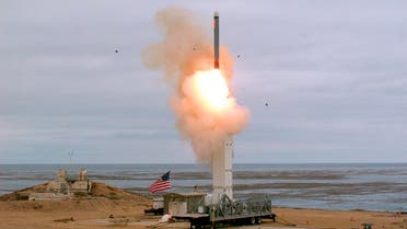 This Sunday, Aug. 18, 2019 photo provided by the US Defense Department shows the launch of a conventionally configured ground-launched cruise missile off the coast of California. (AP)