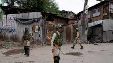 Indian paramilitary soldiers stand guard during security lockdown in Srinagar, Indian controlled Kashmir. (AP)