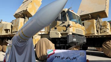A handout picture provided by the Iranian presidential office shows Iranian-made air defence missile system Bavar 373 (believe in farsi) during a ceremony in Tehran on August 22, 2019. (AFP)