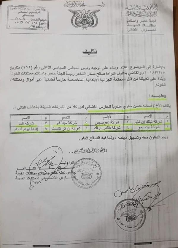 مذكرة حوثية بمصادرة ثمان شركات خاصة