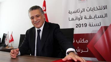 Tunisian presidential candidate and founder of a major private television channel, Nabil Karoui. (AFP)