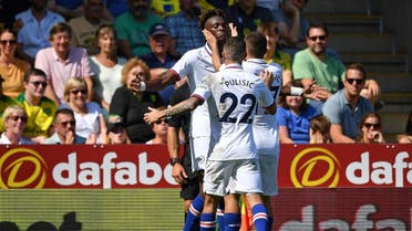                Chelsea’s English striker Tammy Abraham (L) celebrates with teammates after scoring his second goal on August 24, 2019. (AFP)