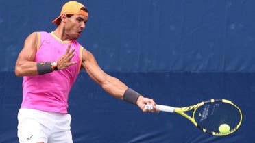 Rafael Nadal during a practice session during the US Open tennis tournament fan week at the USTA Billie Jean King National Tennis Center on August 21, 2019, in New York. (AP)