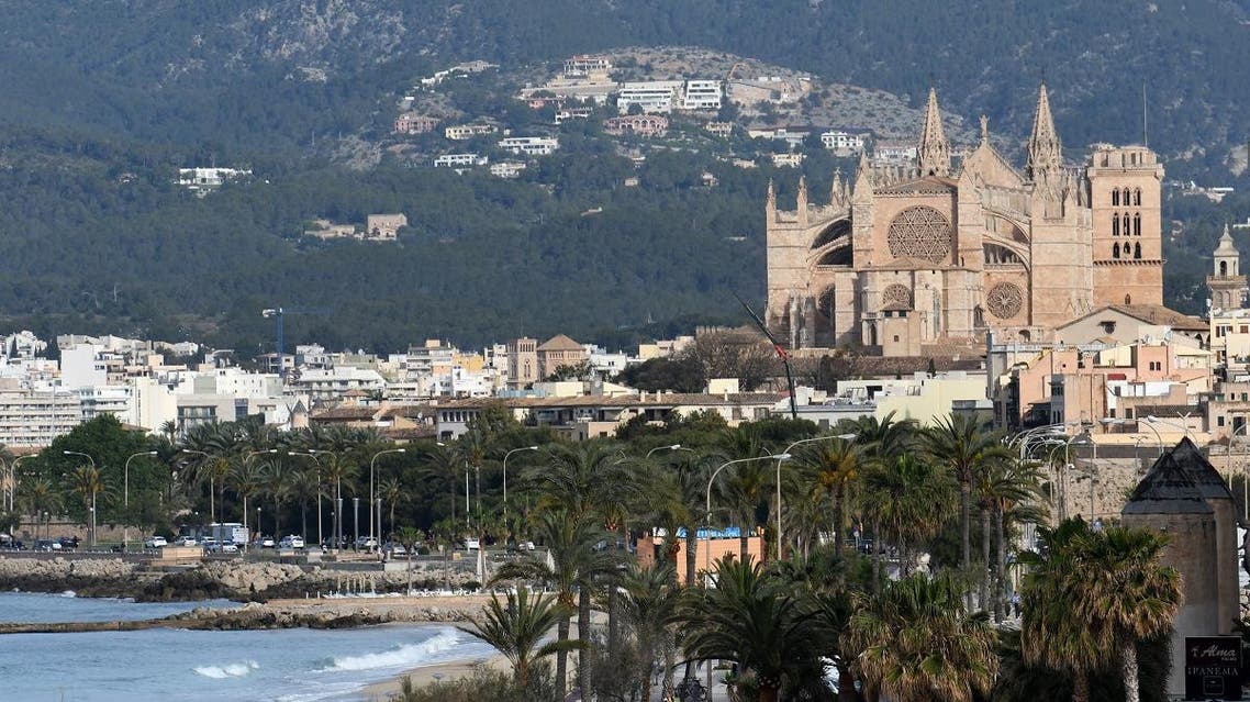 A picture taken May 9, 2019 in the Spanish Balearic island of Mallorca shows the cathedral of Palma de Mallorca. (AFP)