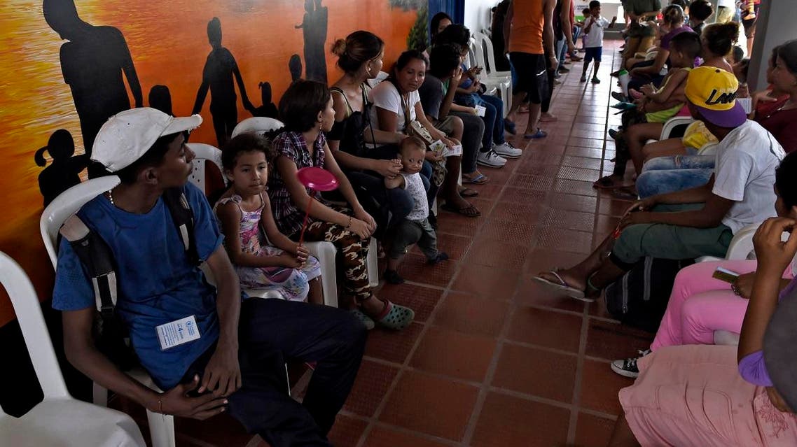 Venezuelans wait at a shelter in Arauca, Colombia, on border with Venezuela, on May 15, 2019. (AFP)