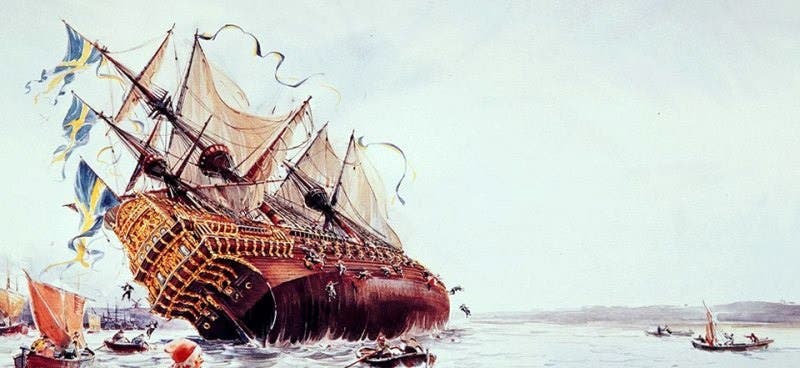 لوحة تجسد غرق السفينة السويدية فاسا
