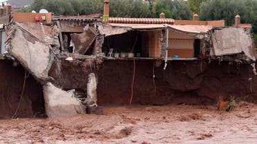 A home is destroyed as flash floods hit southern of Morocco on November 28, 2014, at Ait Ourir in the region of Marrakesh. (AFP)