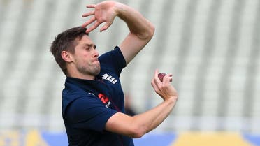 James Anderson bowls during a training session on the eve of the first Ashes cricket test match between Australia and England at Edgbaston in Birmingham, north England on July 31, 2019. (AFP)