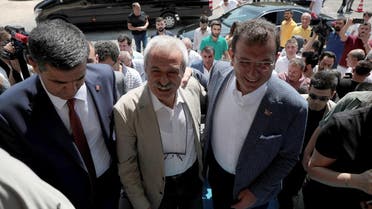 Mayor of Istanbul Ekrem Imamoglu visits dismissed Diyarbakir Mayor Selcuk Mizrakli in Diyarbakir. (Reuters)