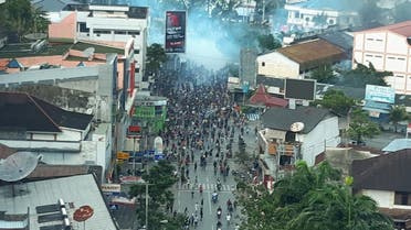 A general view of clashes during a protest in Jayapura, Papua Indonesia. (Reuters)