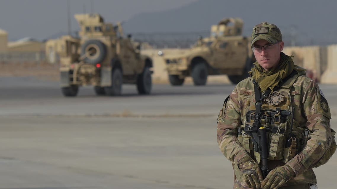 US soldiers gather at Kandahar Air base in Afghanistan on Jan. 23, 2018. (AFP)