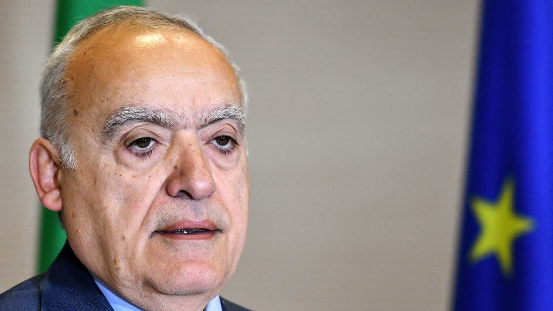 UN special envoy for Libya and head of the UN Support Mission in Libya (UNSMIL) Ghassan Salame looks on during a press conference after a meeting on Libya with Italy's Minister of Foreign Affairs in Rome on April 24, 2019.