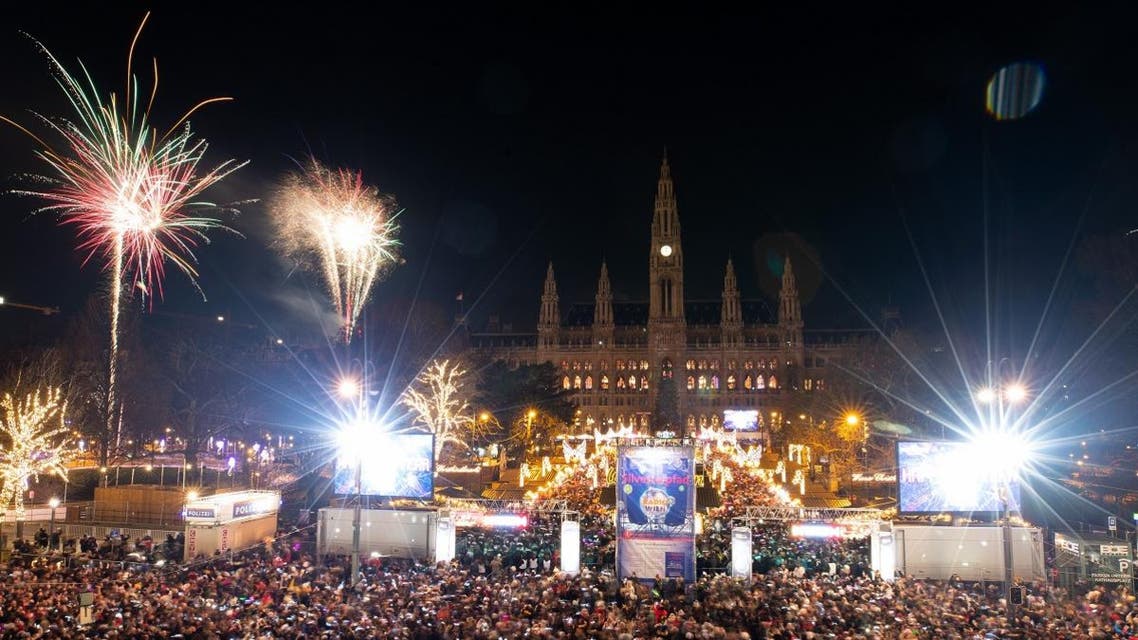 Fireworks explode over Vienna's city hill at the "Silvesterpfad" to usher in the New Year on January 1, 2019. (AFP)