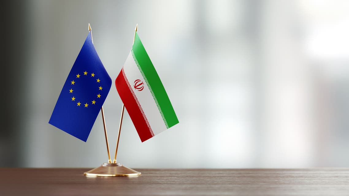 European Union And Iranian Flag iran EU إيران أوروبا الاتحاد الأوروبي