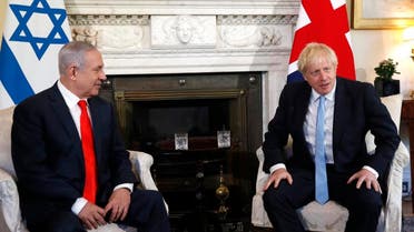 British Prime Minister Boris Johnson and Israeli Prime Minister Benjamin Netanyahu. (AFP)