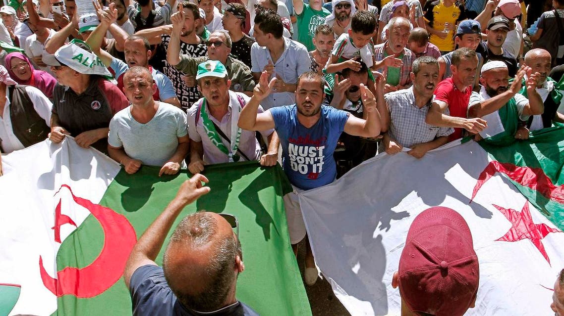 Algerian demonstrators take to the streets in the capital to protest against the government, in Algeria, on September 6, 2019. (AP)