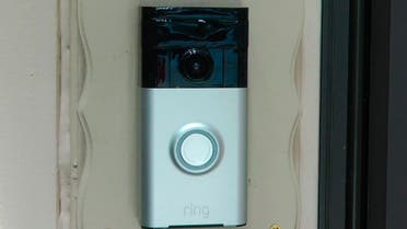 A Ring doorbell camera is shown at a home in Coon Rapids, Minnesota. (AP) 