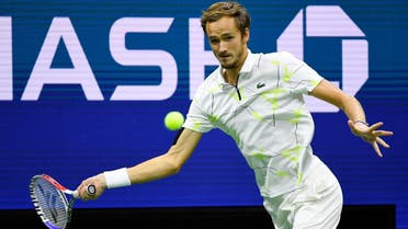 Daniil Medvedev  hits to Grigor Dimitrov in a semifinal match of the 2019 US Open tennis tournament at Flushing Meadows, New York, US, on September 6, 2019. (Reuters)