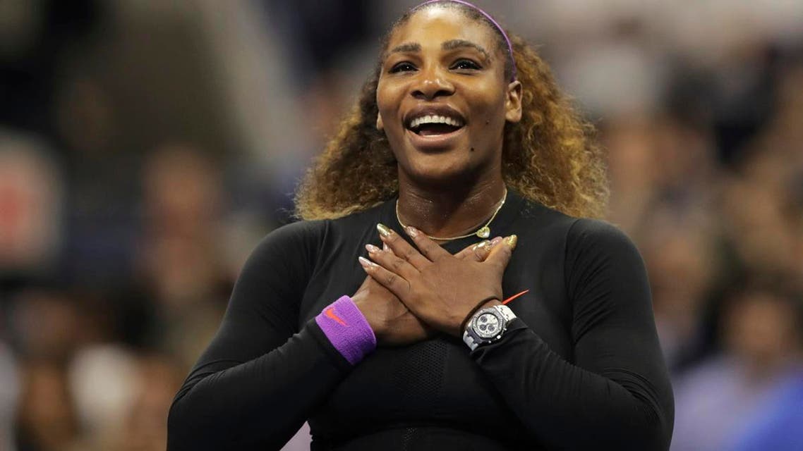 Serena Williams reacts after defeating Elina Svitolina during the semifinals of the US Open tennis championships on September 5, 2019, in New York. (AP)