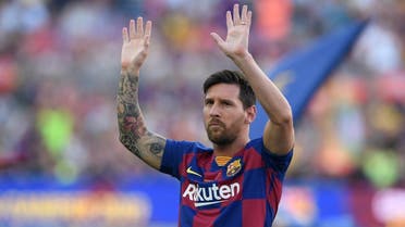 Barcelona's Argentinian forward Lionel Messi waves before the 54th Joan Gamper Trophy friendly football match between Barcelona and Arsenal at the Camp Nou stadium in Barcelona on August 4, 2019. (AFP)