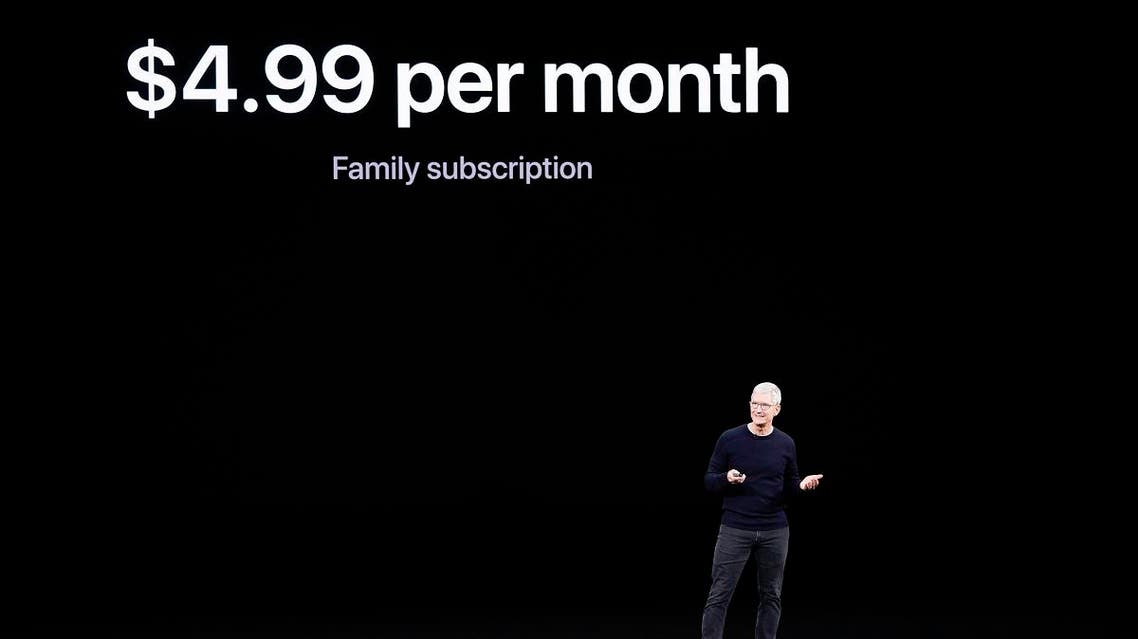 Apple CEO Tim Cook announces Apple TV+ during an new product event Tuesday, Sept. 10, 2019, in Cupertino, Calif. (AP)