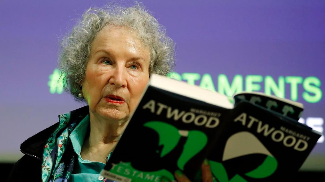 Canadian author Margaret Atwood speaks during a press conference at the British Library to launch her new book ‘The Testaments’ in London, on September 10, 2019. (AP)