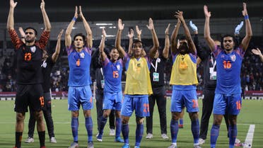 India celebrate 0-0 draw against Qatar, 2022 FIFA world cup Doha - Reuters