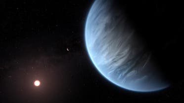 An artist’s impression released by NASA on September 11, 2019, shows the planet K2-18b, its host star and an accompanying planet. (Reuters)