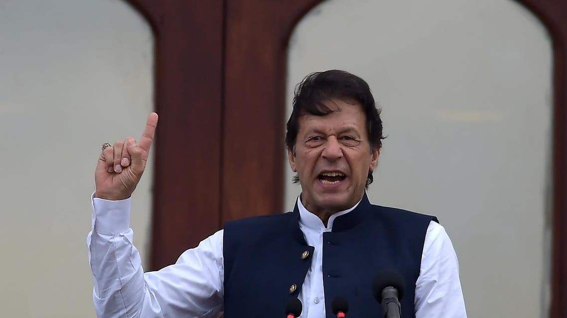 Pakistan's Prime Minister Imran Khan addresses the nation outside the Prime Minister Secretariat building in Islamabad. (File photo: AFP)