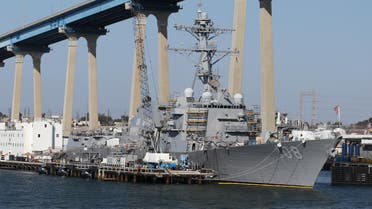 The USS Wayne E. Meyer (DDG-108) Arleigh Burke-class Destroyer sits docked in San Diego, California, April 12, 2015. REUTERS