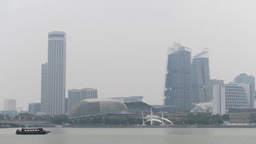A general view of the city skyline at Marina Bay as buildings are shrouded in haze in Singapore on September 13, 2019.  (AFP)
