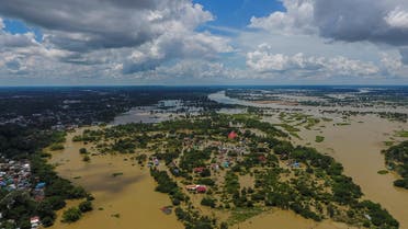 This aerial picture shows a flooded area in Thailand's northeastern province of Ubon Ratchathani on September 14, 2019. (AFP)