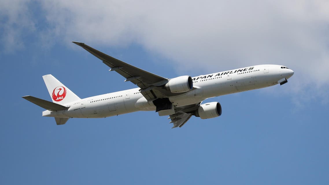 A Boeing 777-346 (ER) operated by Japan Airlines takes off from JFK Airport on August 24, 2019 in the Queens borough of New York City. (AFP)