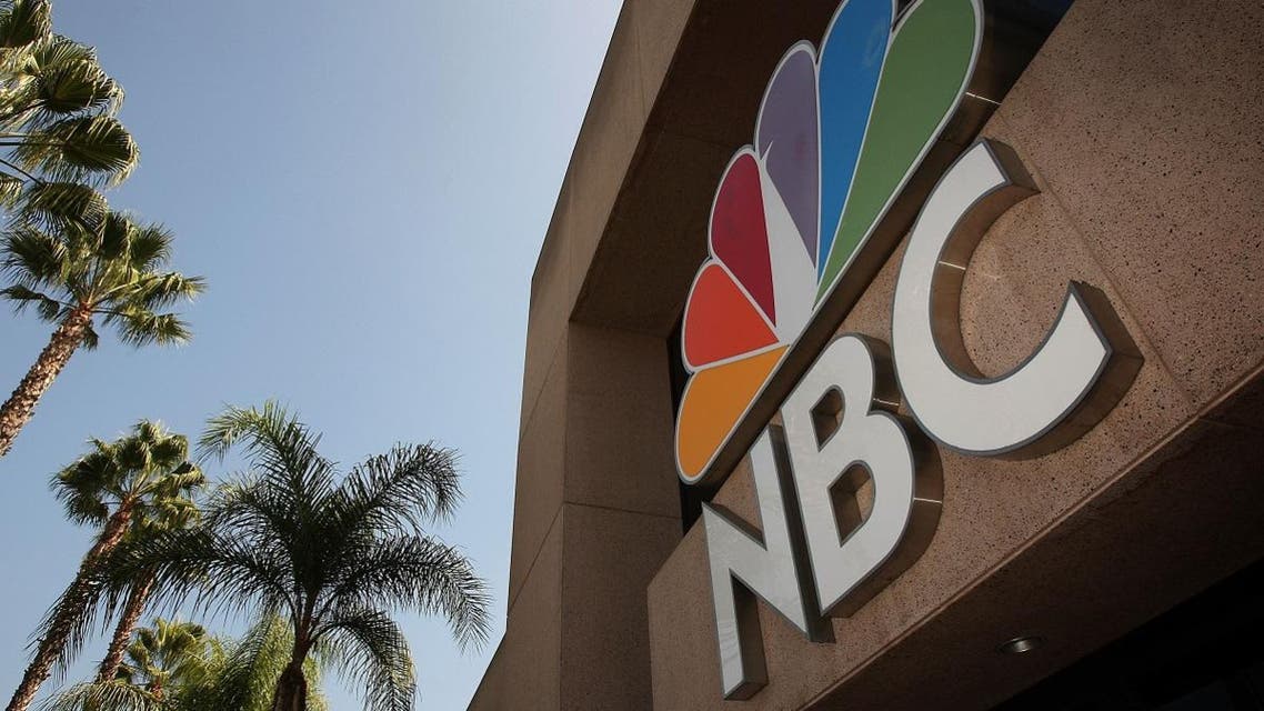 The NBC peacock logo hangs on the NBC studios building in Burbank, California. (AFP)