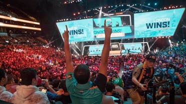 London Spitfire fan Rick Ybarra, of Plainfield, Ind., reacts after London won the second game against the Philadelphia Fusion. (File photo: AP)