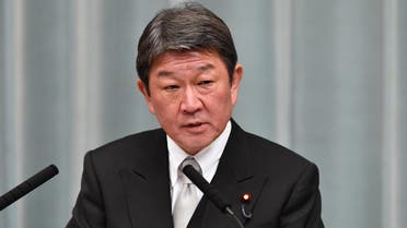 Newly appointed Japanese Foreign Minister Toshimitsu Motegi speaks during a press conference at the prime minister's official residence in Tokyo on September 11, 2019. (AFP)