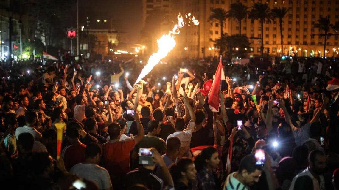 Egypt fans celebrate in Cairo after their national team qualified for the World Cup. (Twitter)