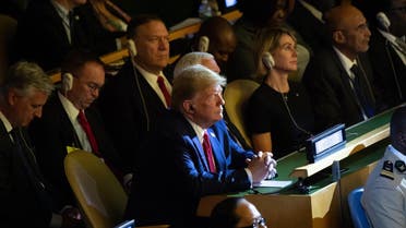 US President Donald Trump attends the UN Climate Action Summit at United Nations Headquarters in New York, September 23, 2019, on the sidelines of the UN General Assembly. (AFP)