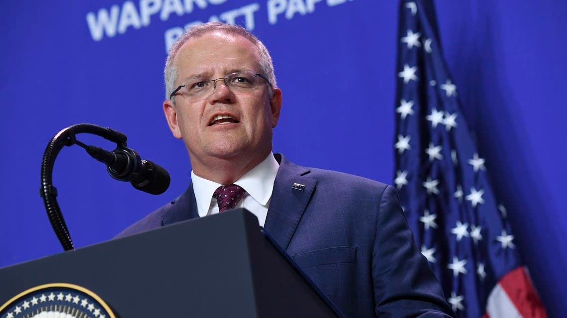Australian Prime Minister Scott Morrison speaks during a visit to Pratt Industries plant opening in Wapakoneta, Ohio, in the US on September 22, 2019. (AFP)