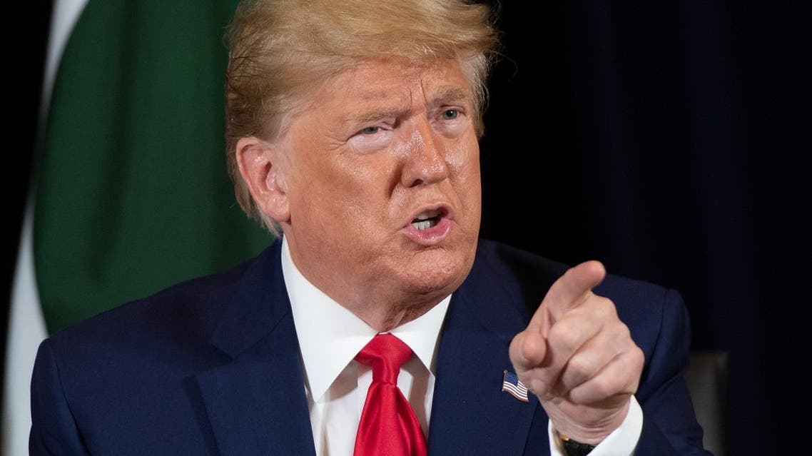US President Donald Trump speaks during a meeting with Pakistani Prime Minister Imran Khan on the sidelines of the UN General Assembly in New York, September 23, 2019. (AFP)