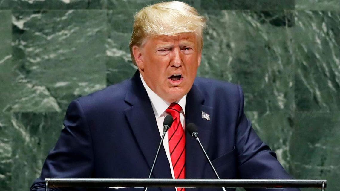U.S. President Donald Trump addresses the 74th session of the United Nations General Assembly, on September 24, 2019. (AP) 