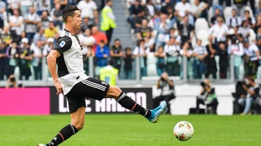 Juventus' Portuguese forward Cristiano Ronaldo controls the ball during the Italian Serie A football match Juventus vs Spal on September 28, 2019 at the Juventus stadium in Turin. (AFP)