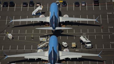 Boeing 737 MAX airplanes are seen parked on Boeing property near Boeing Field on August 13, 2019 in Seattle, Washington. (AFP)
