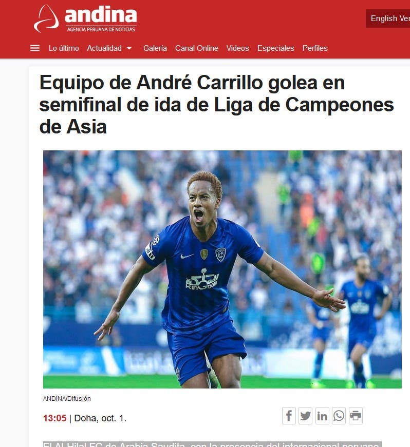 "andina.pe" البيروفية