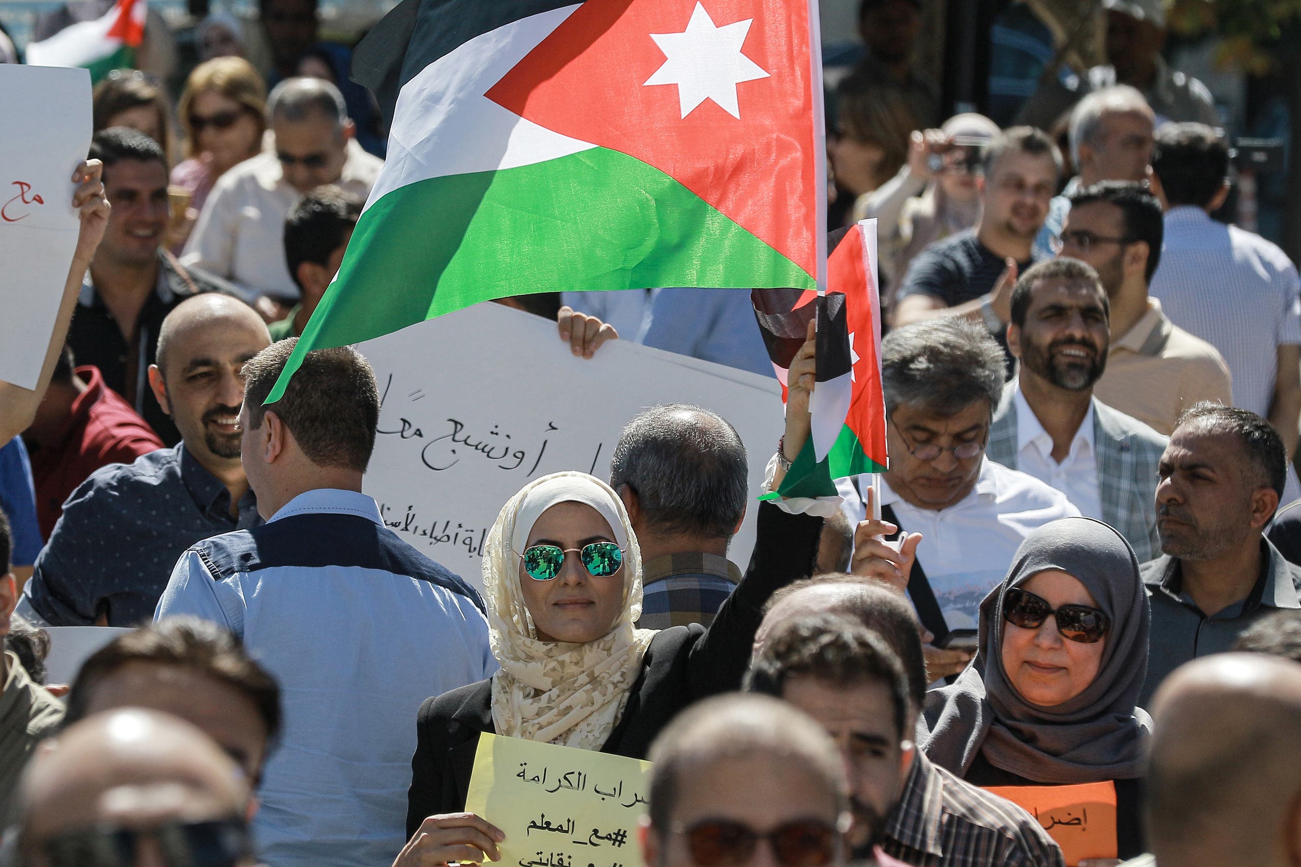 من احتجاجات المعلمين في الأردن يوم الخميس